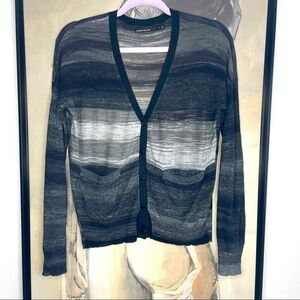 𝅺karen Millen Linen Blend Ombré Gray Cardigan Sweater